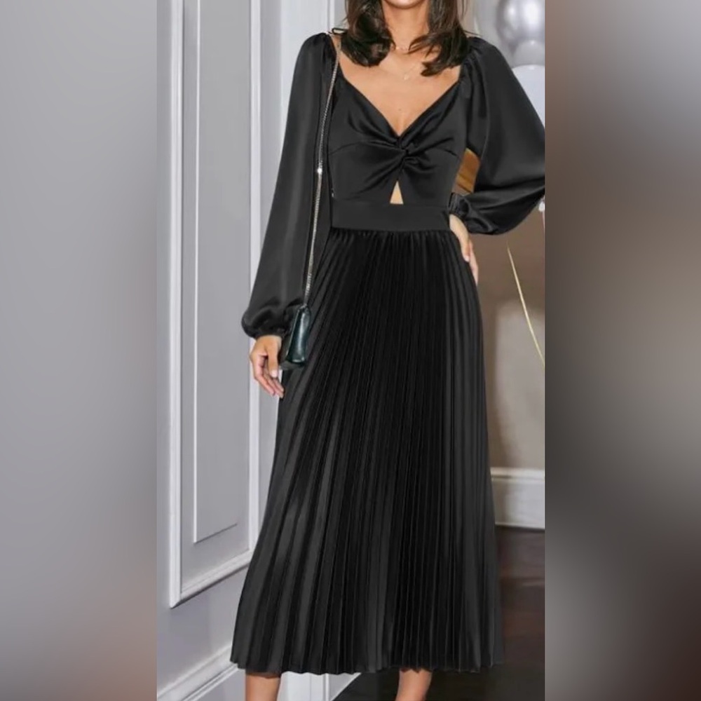 Midnight Tango Long Sleeve Midi Dress